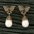 Joban Fashion Women Brass Golden White Ad Earrings