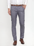 Jainish Men's Blue Checked Formal Trousers ( GP 254Blue )