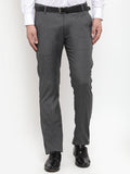Jainish Men's Black Cotton Solid Formal Trousers ( FGP 256Charcoal )