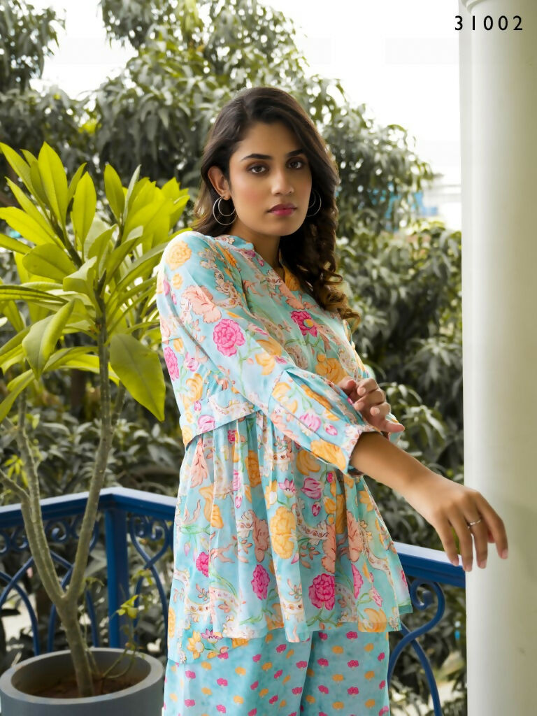 Casual Fashionable Multi Muslin Cotton co-ord set - Manya