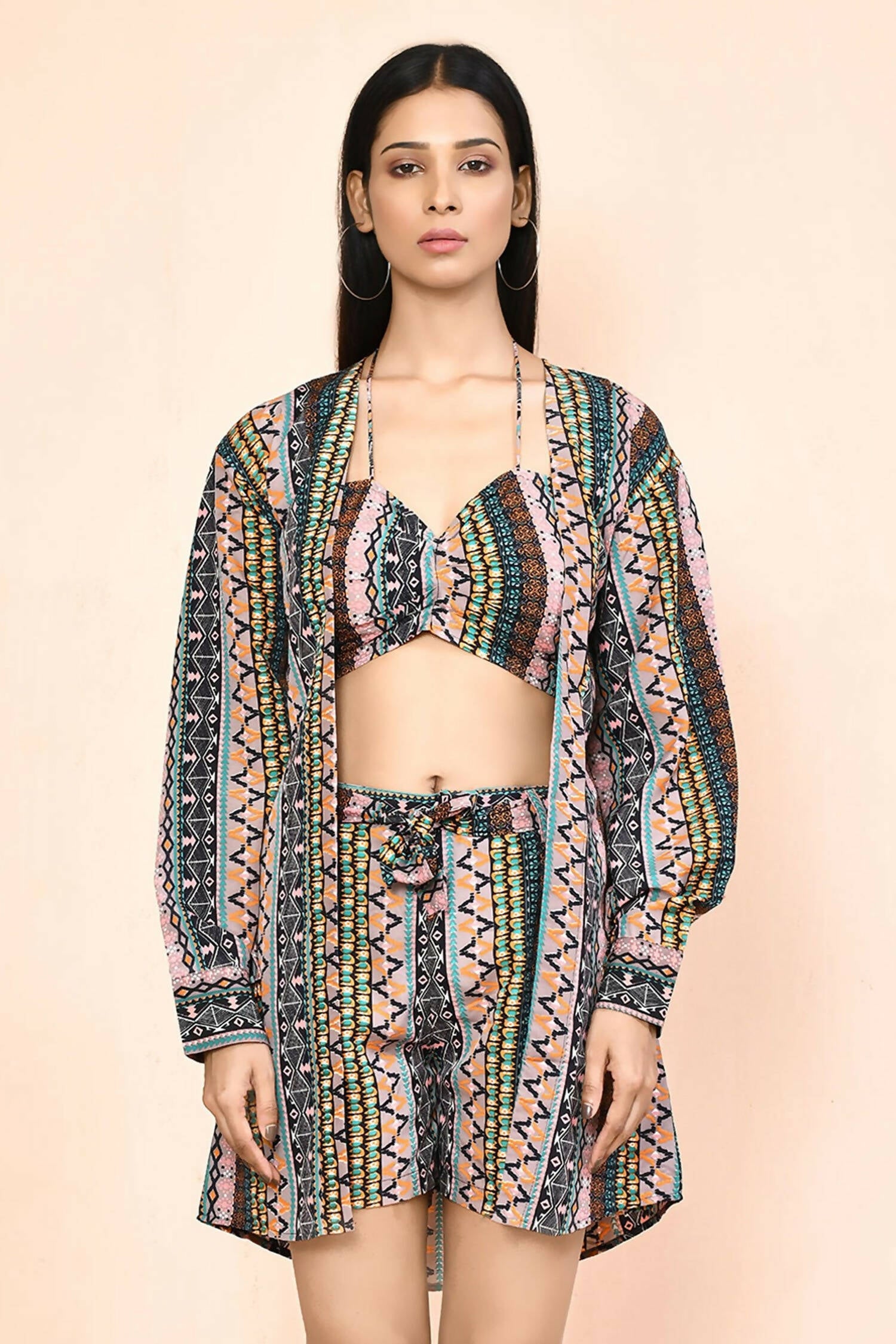 Multi Platinum Creap Printed Co-Sets - Femella