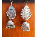 MS Fashion India Latest Designer Oxidized Silver Jhumka Half Moon Earrings