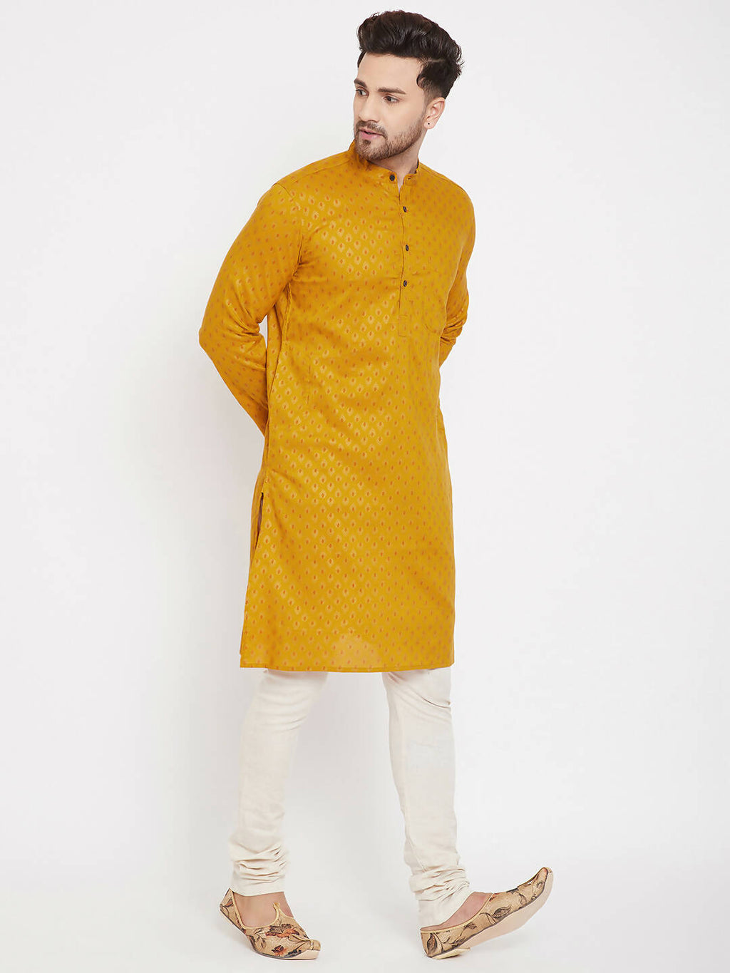 Even Apparels Yellow Rayon Wedding Men's Kurta For Haldi
