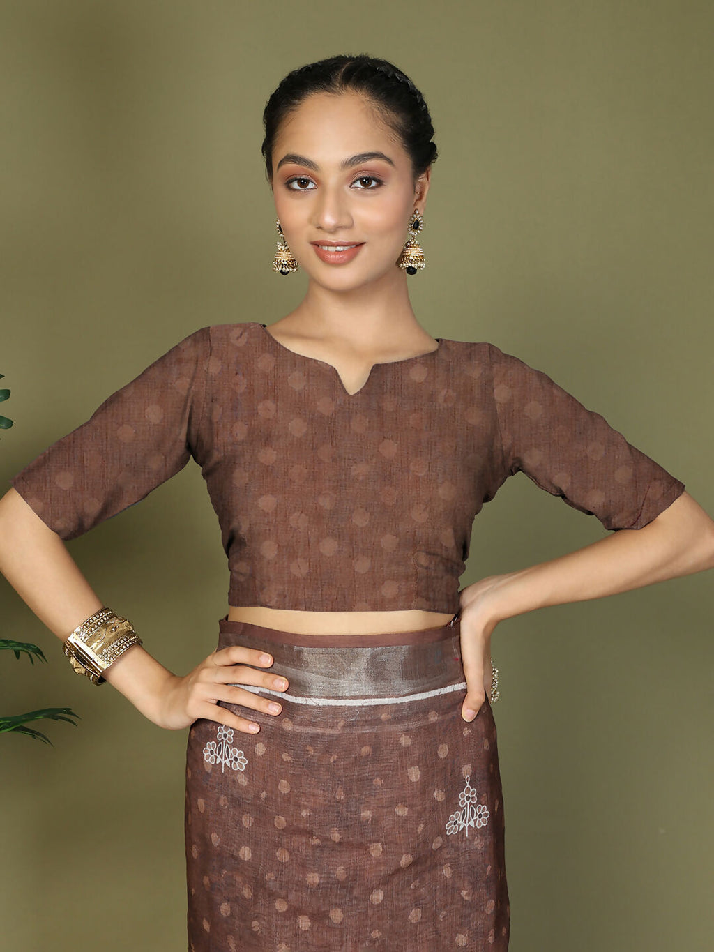 Shree Shyam Fashion Cotton Brown Saree