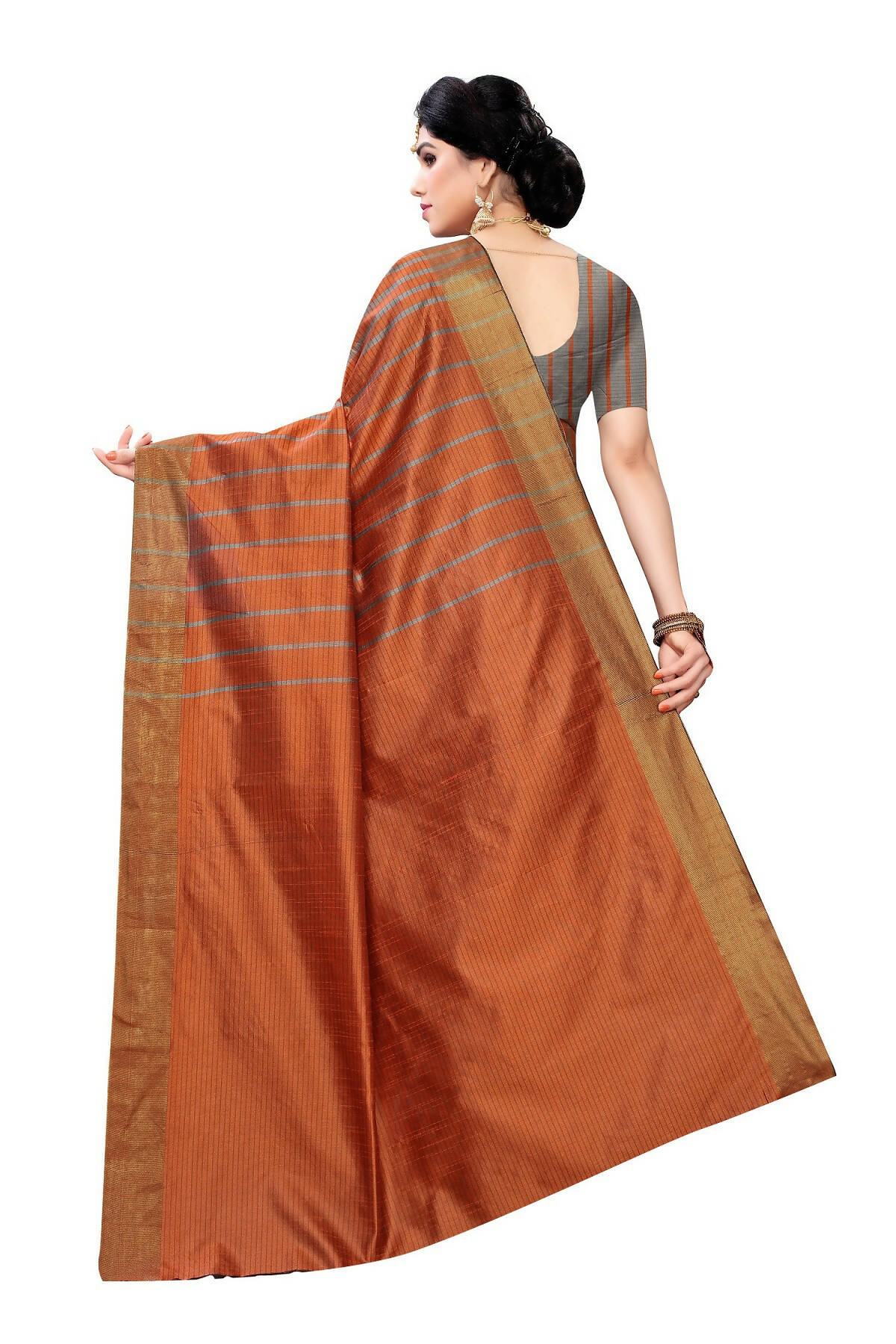 Vamika Brown Cotton Silk Weaving Saree (Paithani Chiku)