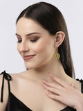 NVR Women Gold-Polished Fish Hook Circle Drop Earrings