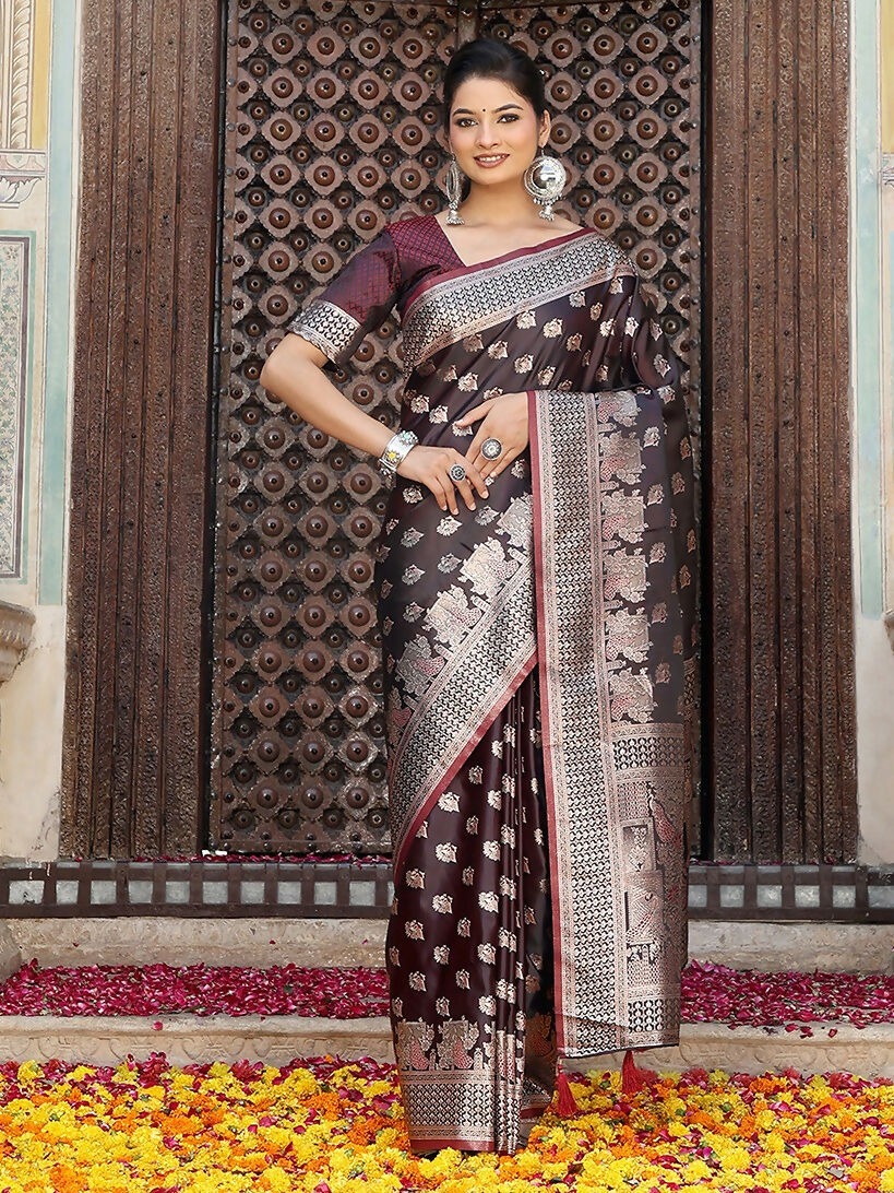 Shree Shyam Fashion Red Silk Saree