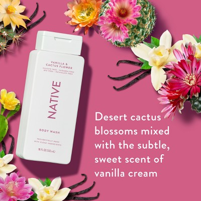 Native Body Wash Vanilla & Cactus Flower Sulfate Free 18 fl oz - Imperfect Container