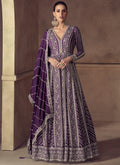 Vegaa Fashion Purple Chinon Silk Embroidered Designer Anarkali Suit