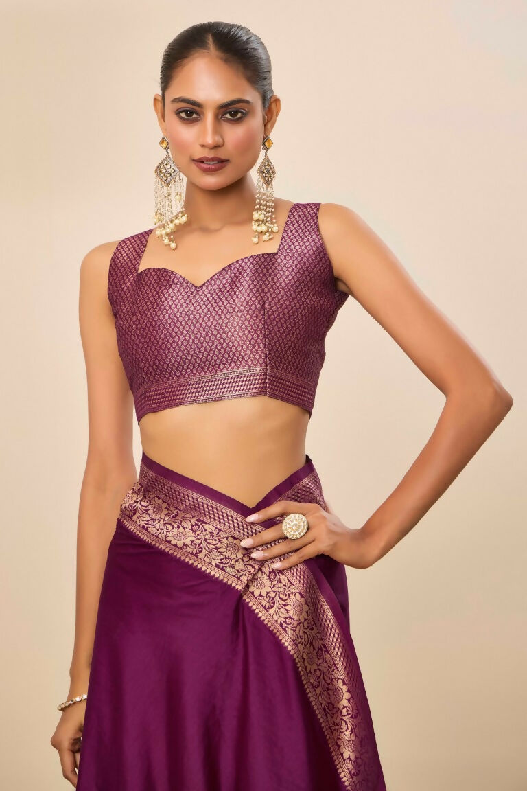 Wine Dolla Silk Wevon Galla Designer Saree - Zeel