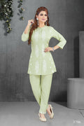 Joban Fashion Heavy Muslin Pista Color Kurta Set