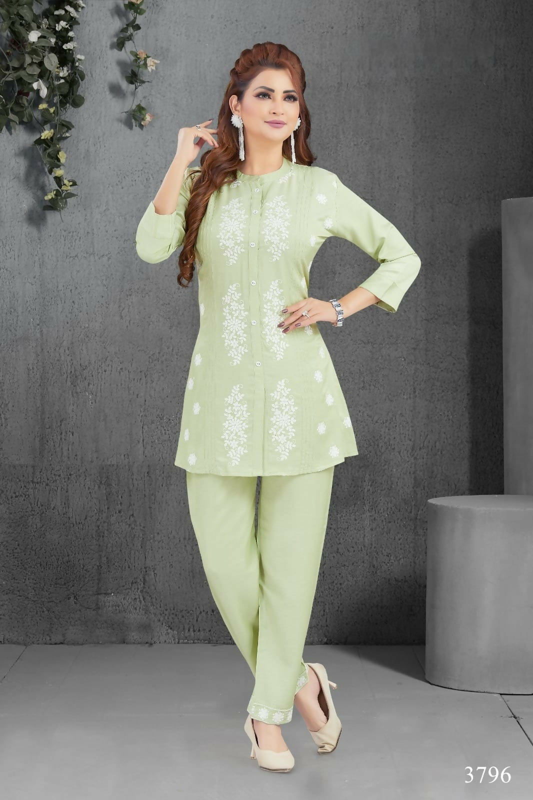 Joban Fashion Heavy Muslin Pista Color Kurta Set