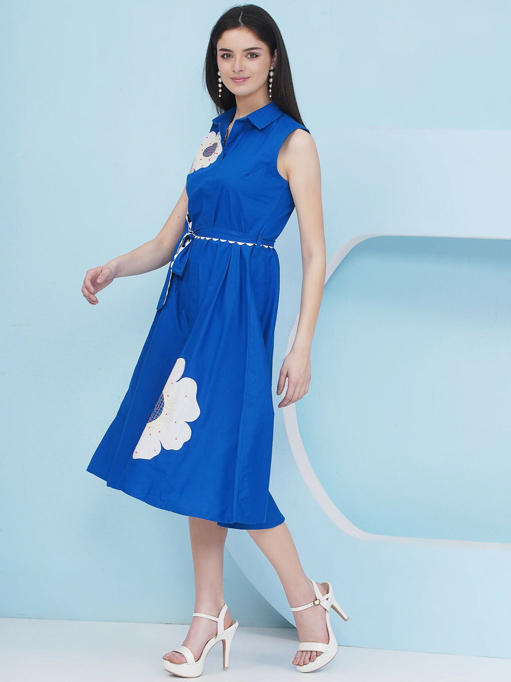 Joban Fashion Royal Blue Dress with Belt