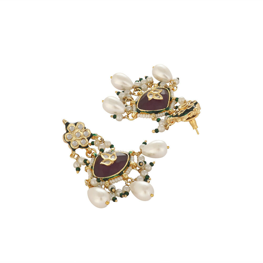 Nuyug 22K Gold Plated Ruby Grace Earrings