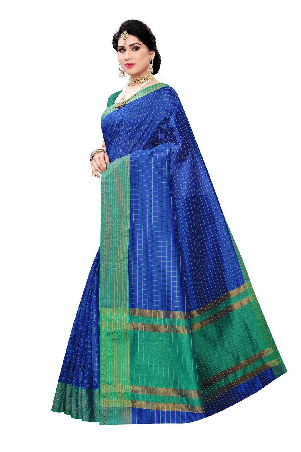 Vamika Blue Cotton Silk Weaving Saree (Manipuri Blue)