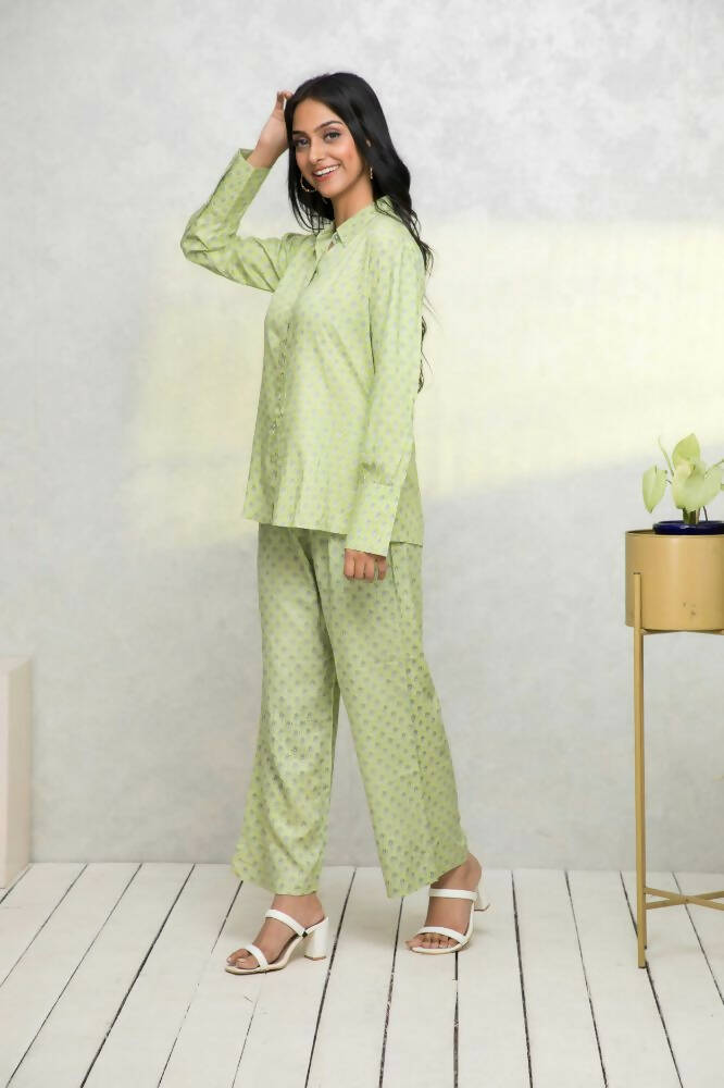 Myshka Women Green Printed Co-Ords