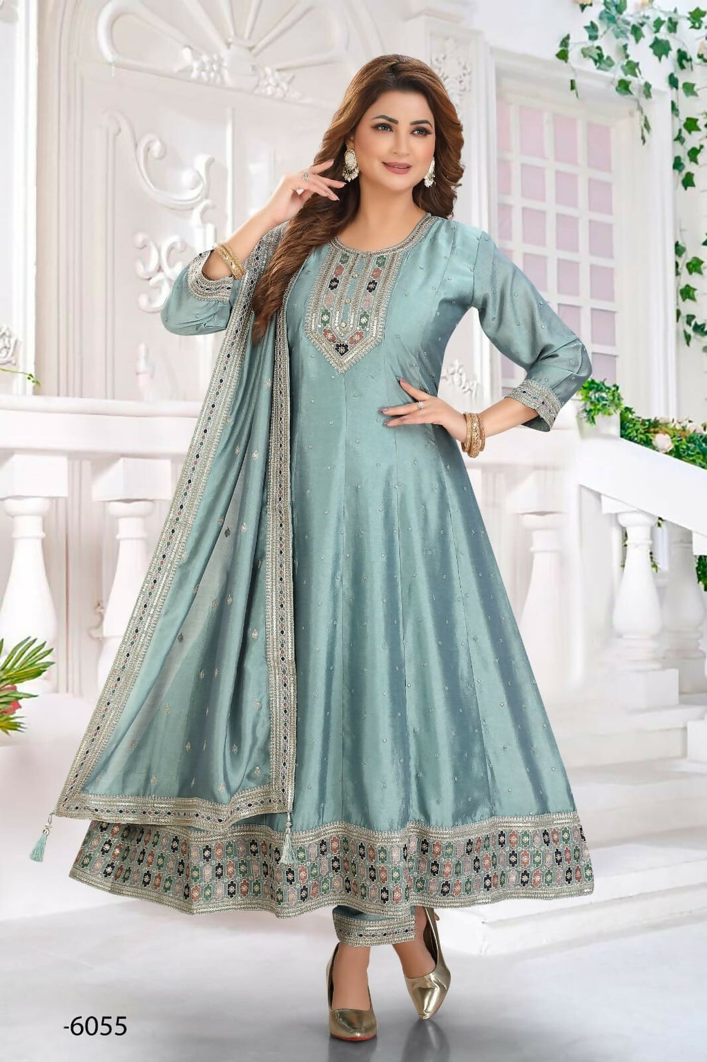 Joban Fashion Silk Turquoise Color Kurta Set