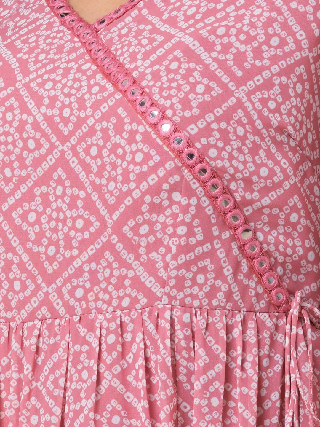Indya Pink & White Printed Ethnic Maxi Dress