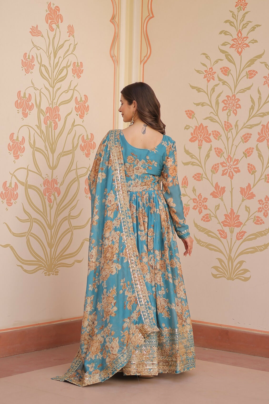 Joban Fashion Rama Silk Sequence Embroidery Work Kurta Set