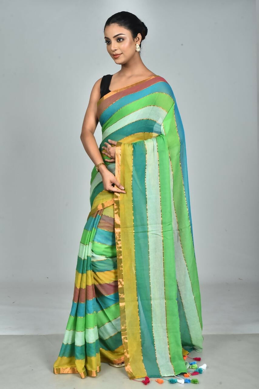 Exclusive Collection Beautiful Multi2 Pure Cotton Woven Handloom Saree With Running Blouse Piece