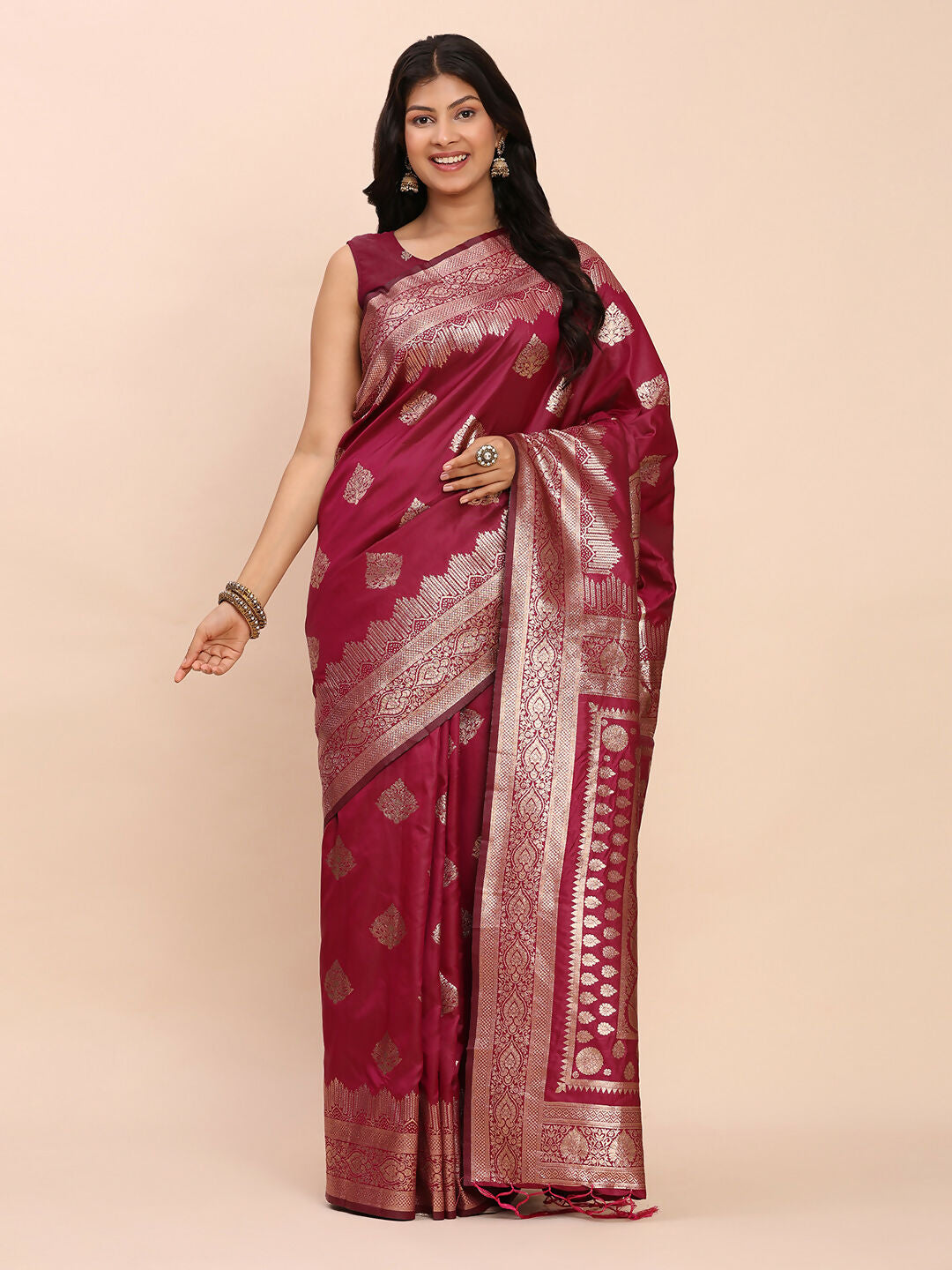 Shree Shyam Fashion Banarasi Silk Magenta Saree