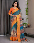 PR Fashion Mustard Pure Handloom Linen Saree