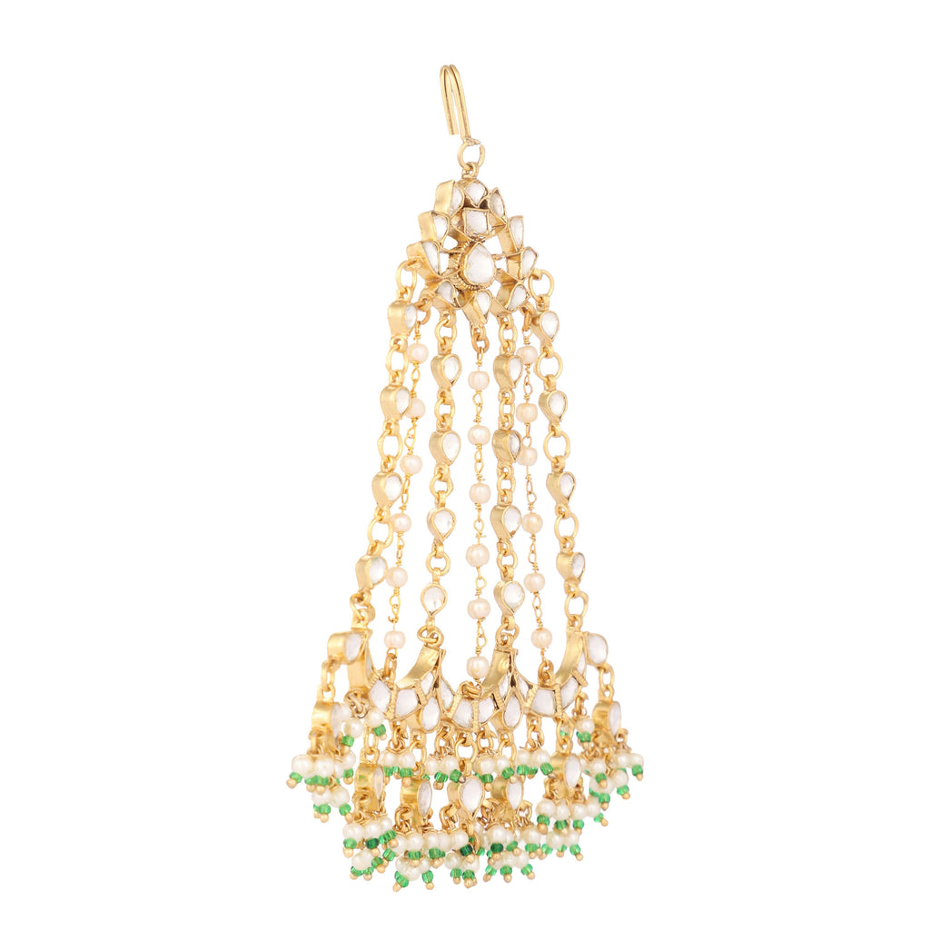 Nuyug 22K Gold-Plated Kundan Studded Jhumar Paasa Statement Head Jewellery