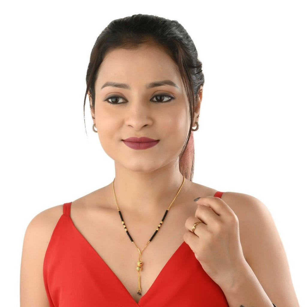 AanyaCentric Gold-Polished Mangalsutra & Ring Set