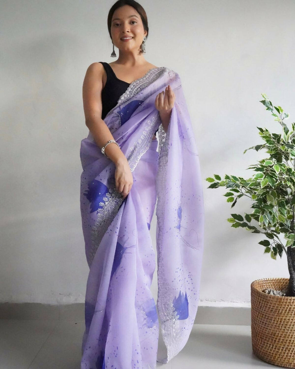 Vamsee Blue Organza Saree