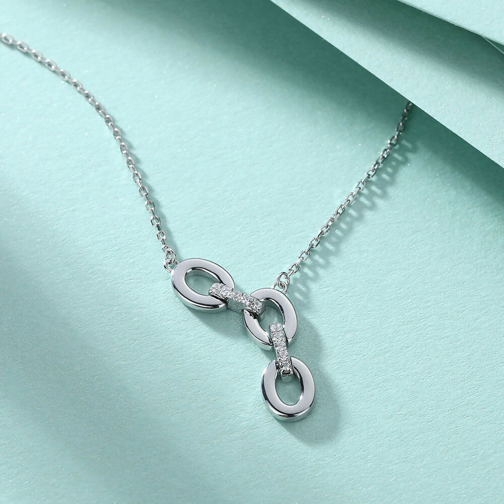 Cauer Elegant 14K White Gold Plated Moissanite Pendant Necklace