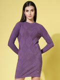 Women Winter Purple Cotton Dress - Wool Trees