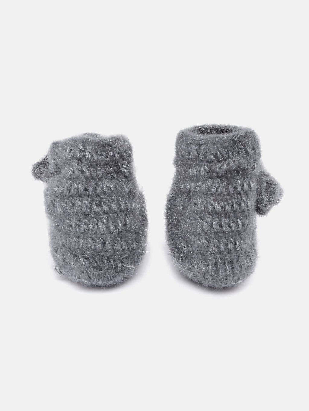 Chutput Kids Woollen Hand Knitted Flower Detailed Booties - Grey