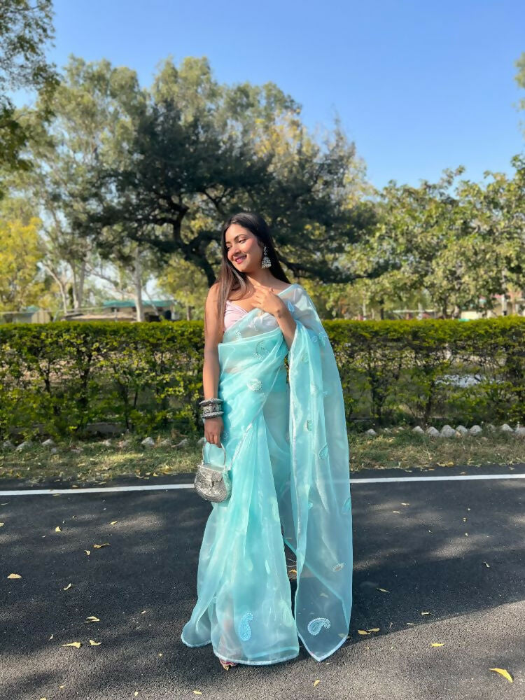 Vamsee Samriddhi Blue Organza Saree