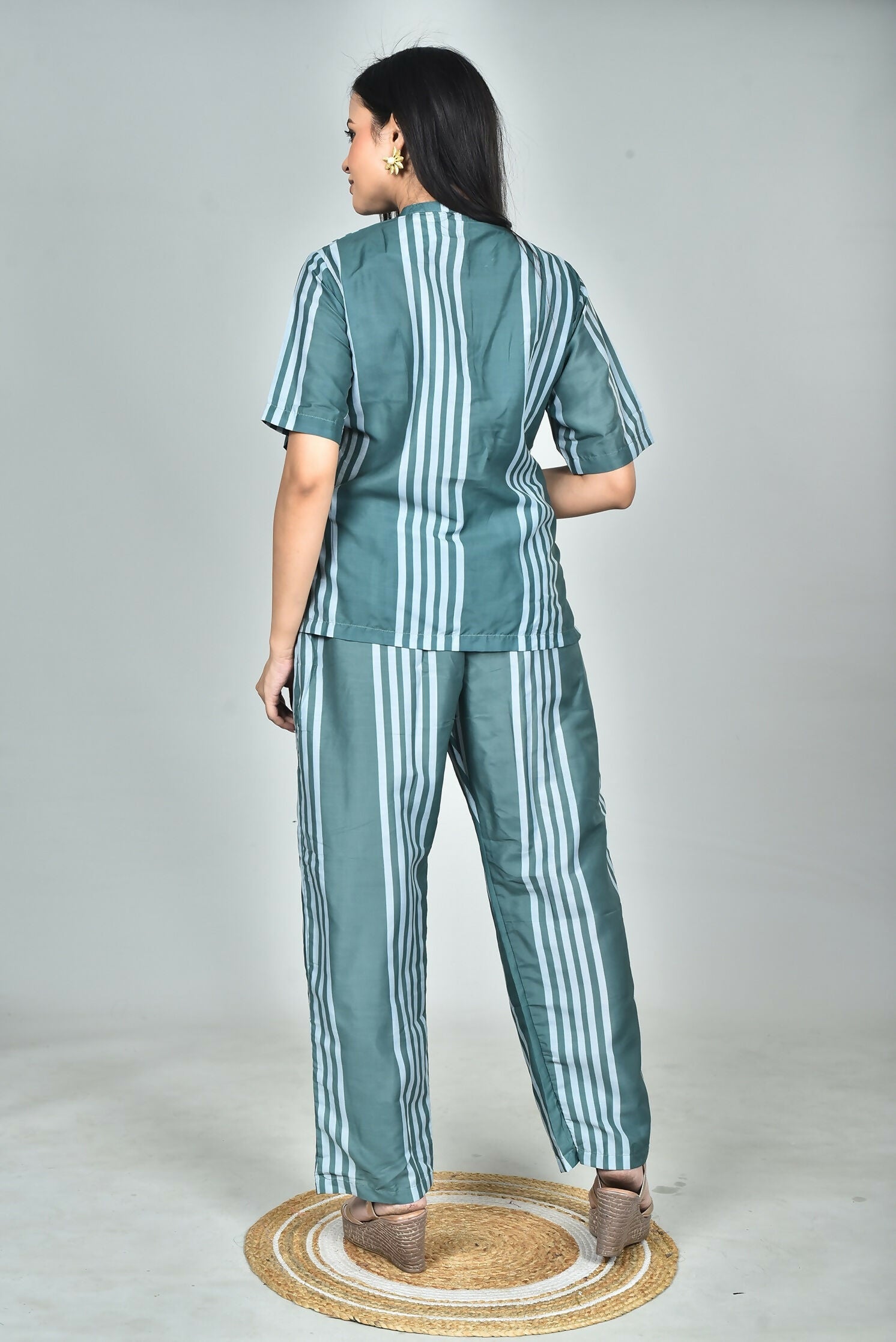 Morchari Digital Print Semi Muslin Co-Ord Set Top & Trouser-Multicolor