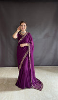 Teeya Creation Rani Color Faux Georgette Fabric Heavy Embroidery Work Gown Style Fully Stitched Saree
