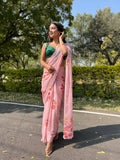 Vamsee Pink Chiffon Designer Saree