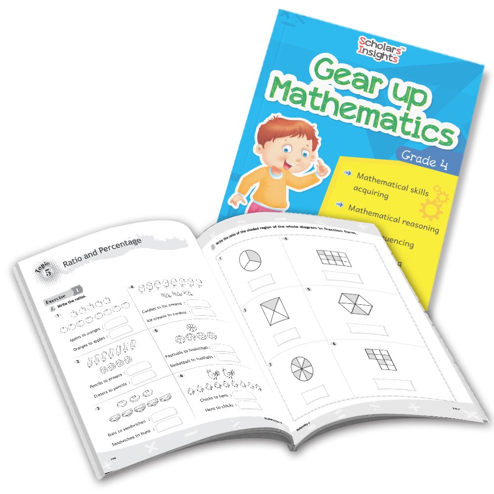 Grade 4 Comprehensive Learning with Mathematics Workbooks Set of 4 Ages 9-10 Years: Gear Up Math, Mental Math, Olympiad, and Challenging Word Problems