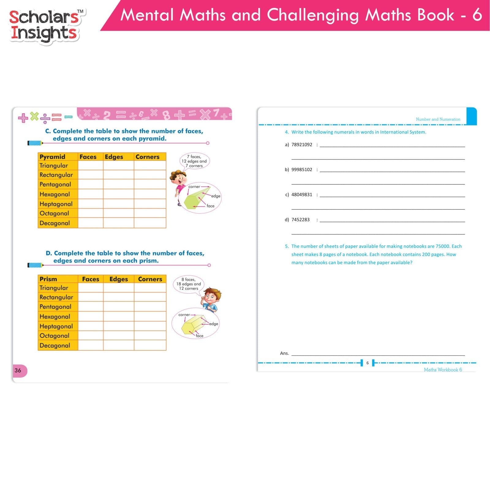 Grade 6 Comprehensive Learning with Mathematics Workbooks Set of 4 Ages 11-12 Years: Gear Up Math, Mental Math, Olympiad, Challenging Word Problems