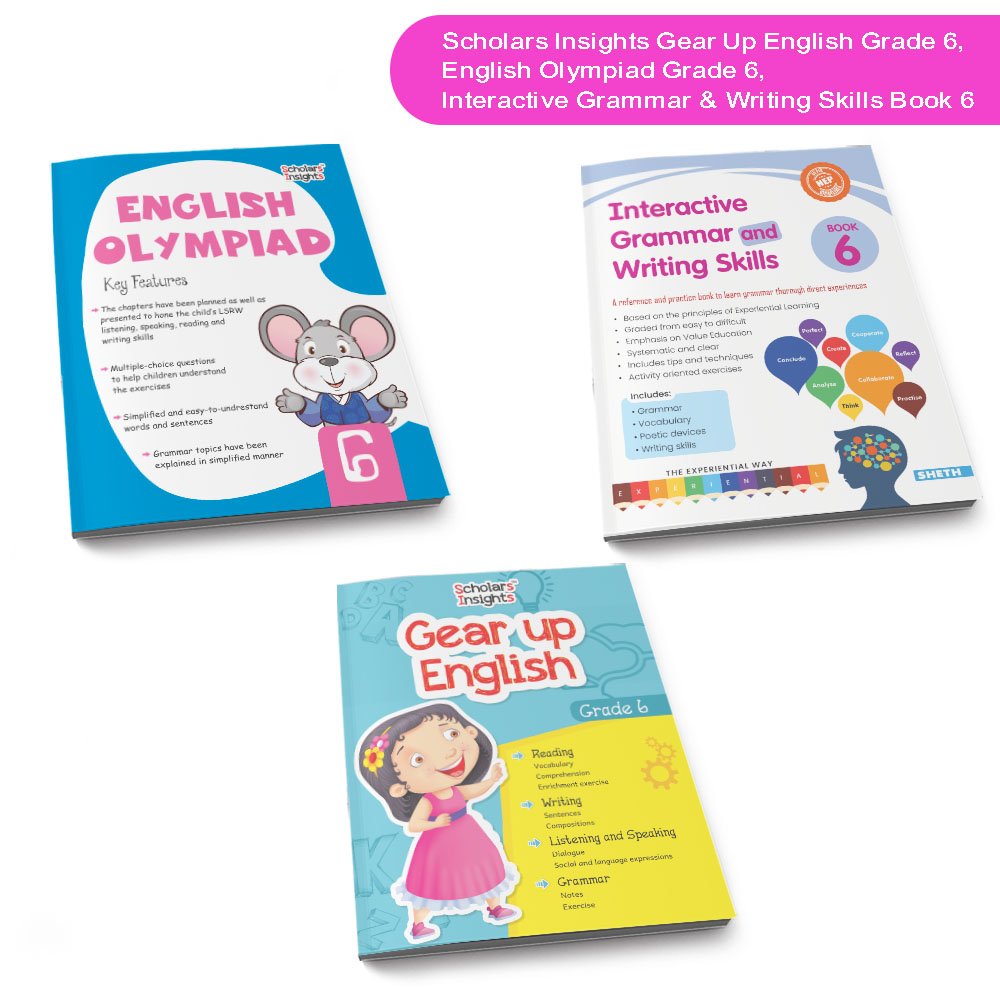 Grade 6 Ultimate English Combo Practice Workbooks Set of 3: NEP based Grammar, Writing Skills, Olympiad Prep, and Gear Up English| Ages 11-12 Years