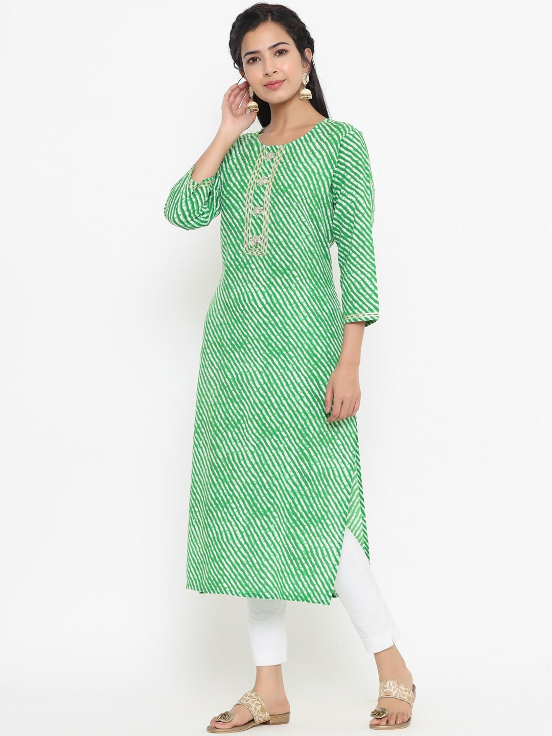 Yufta Green Printed Kurta