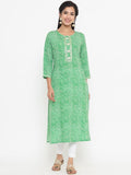 Yufta Green Printed Kurta