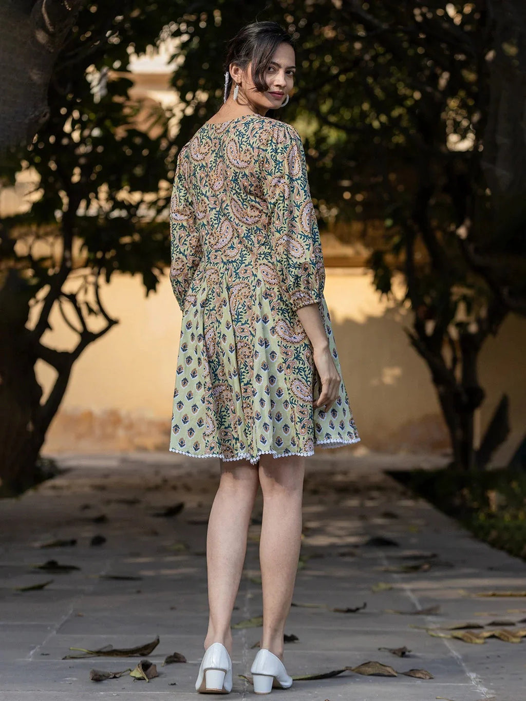 Yufta Green Pure Cotton Paisley And Tassels Were Dress