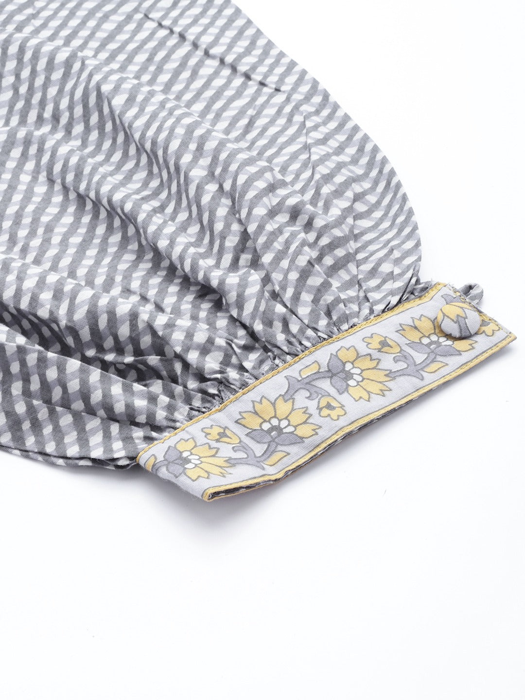 Yufta Grey Floral Printed Kurta Dupatta Set