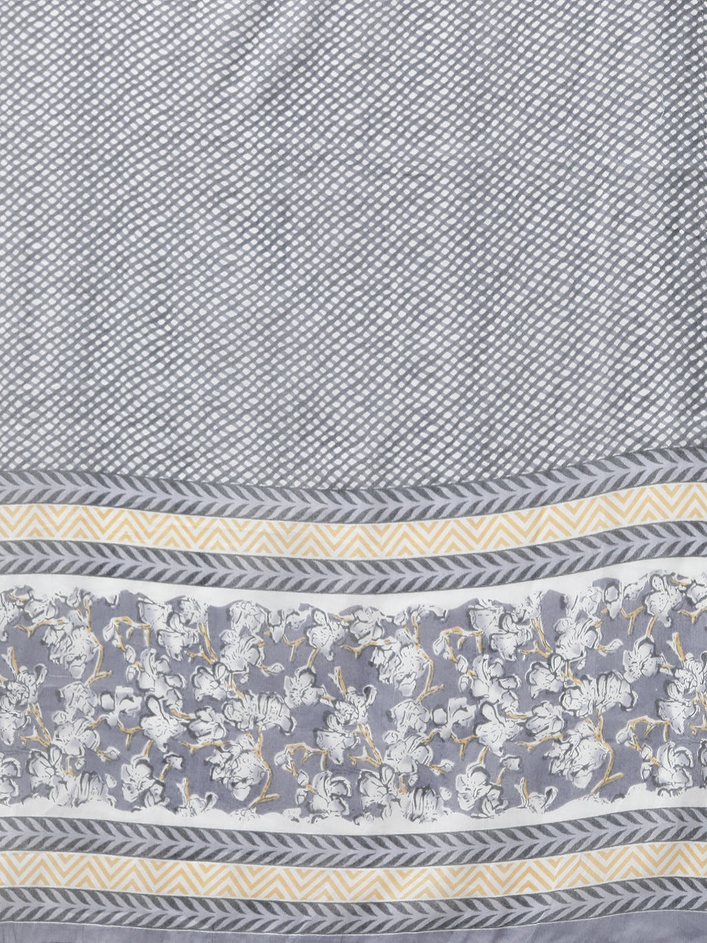 Yufta Grey Floral Printed Kurta Dupatta Set