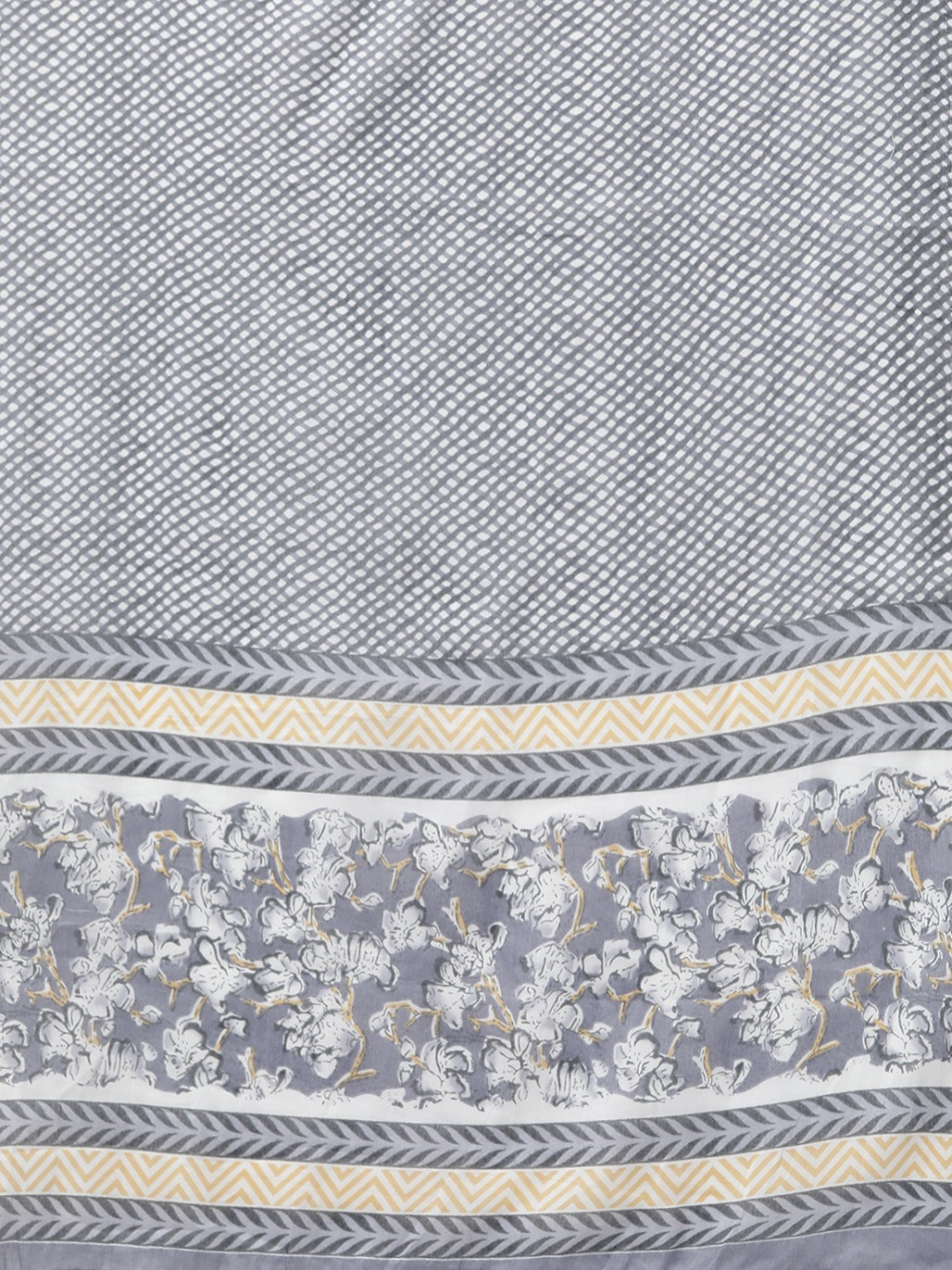 Yufta Grey Floral Printed Kurta Dupatta Set