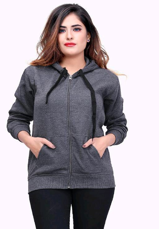 PAVONINE Grey Color Casual Winter Wear Hoodie Sweatshirt For Girls