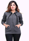 PAVONINE Grey Color Casual Winter Wear Hoodie Sweatshirt For Girls