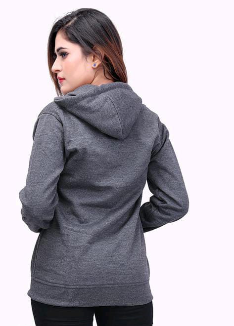 PAVONINE Grey Color Casual Winter Wear Hoodie Sweatshirt For Girls