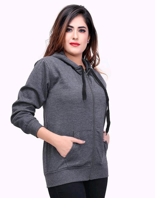 PAVONINE Grey Color Casual Winter Wear Hoodie Sweatshirt For Girls