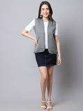 Even Apparels Grey Polyblend Open Front Women's Waistcoat